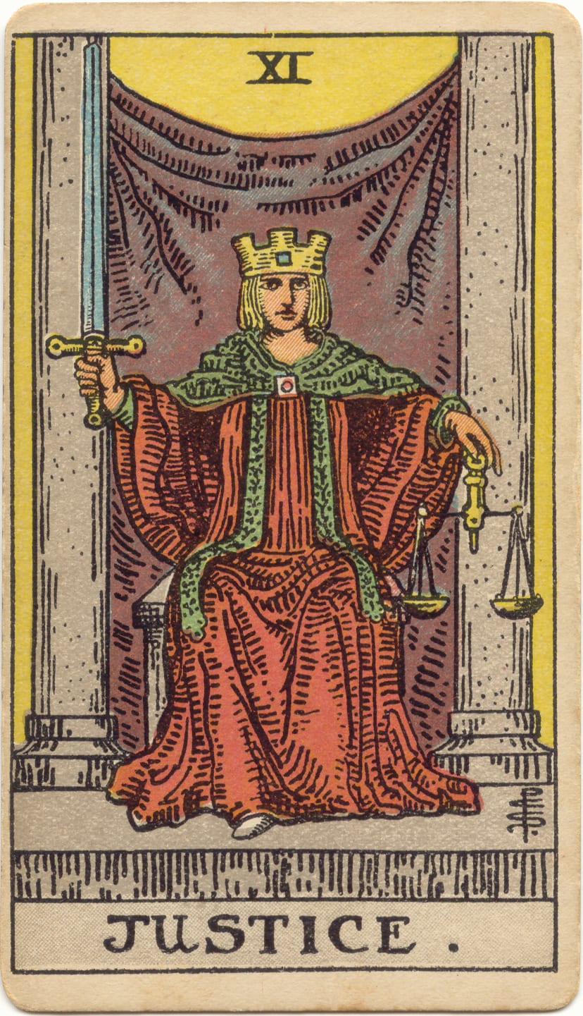 A Justiça, tarot Rider–Waite–Smith