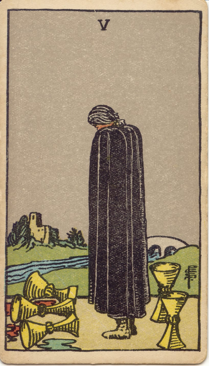 Cinco de Copas, tarot Rider–Waite–Smith