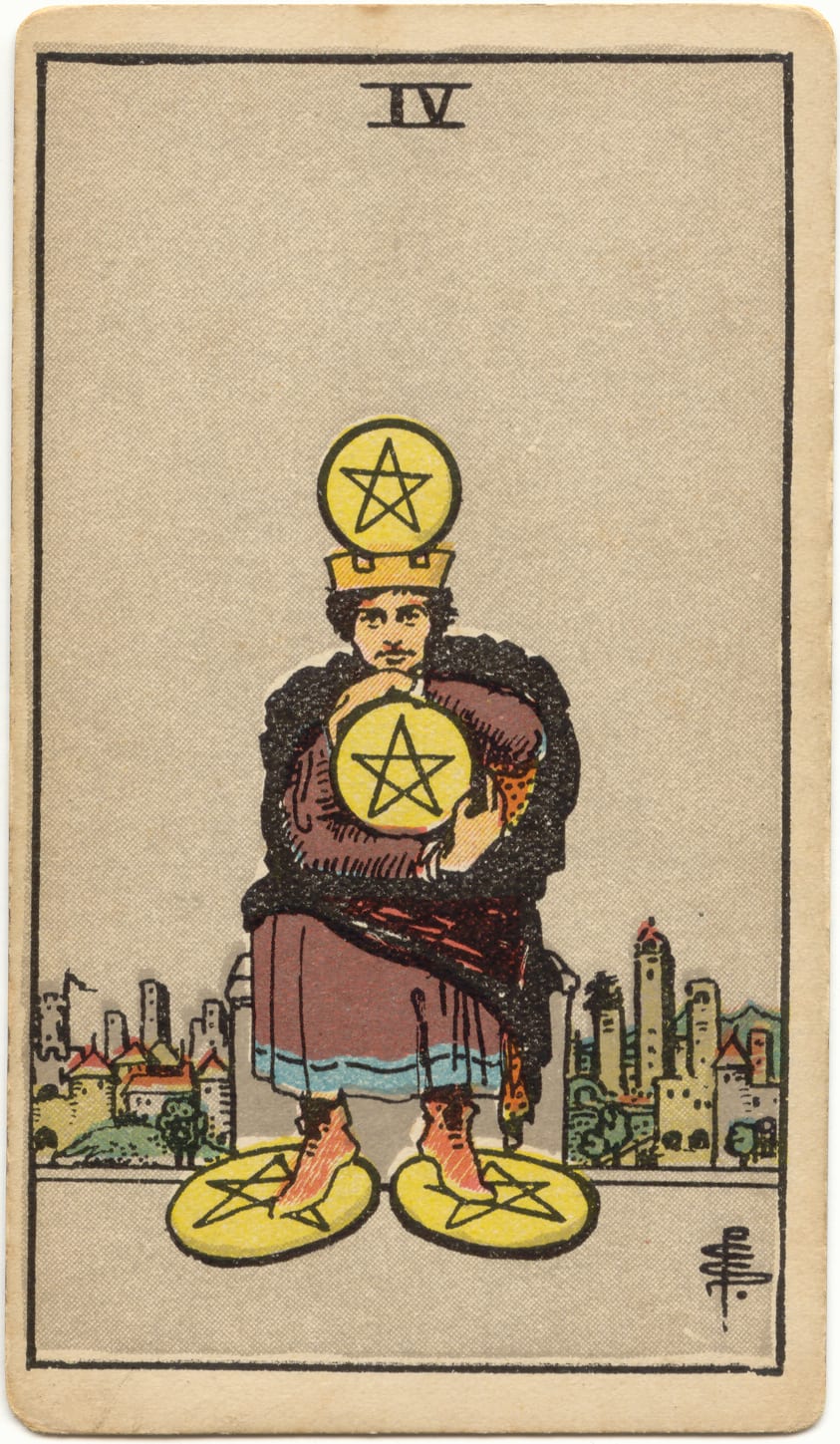 Quatro de Ouros, tarot Rider–Waite–Smith