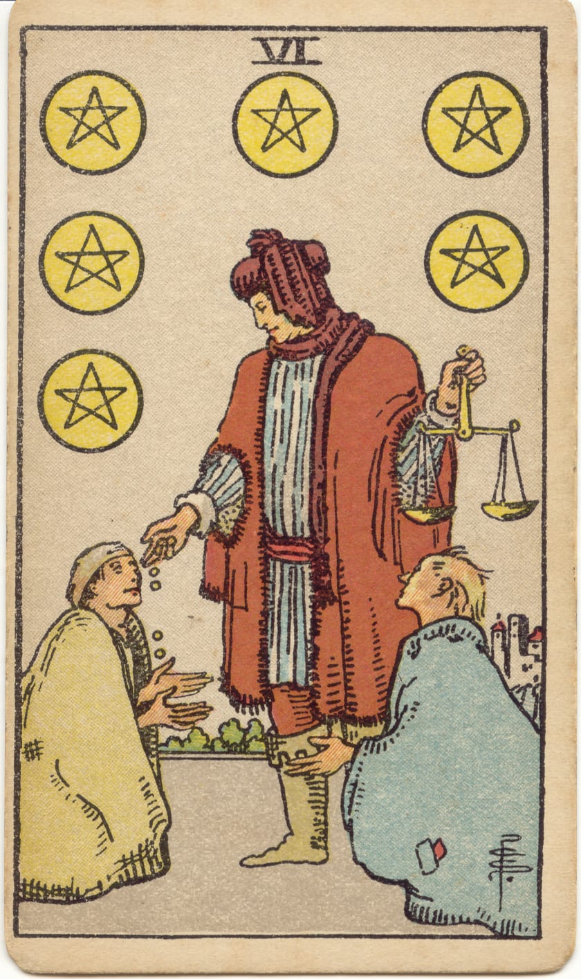 Seis de Ouros, tarot Rider–Waite–Smith