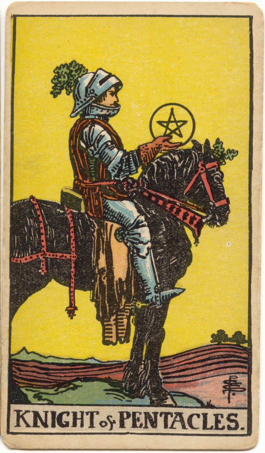 Cavaleiro de Ouros, tarot Rider–Waite–Smith