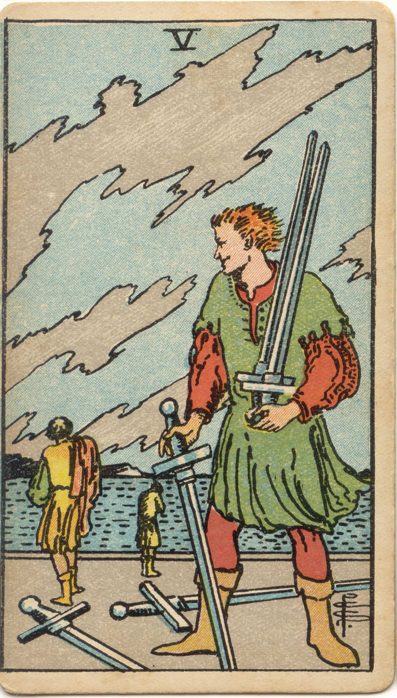 Cinco de Espadas, tarot Rider–Waite–Smith