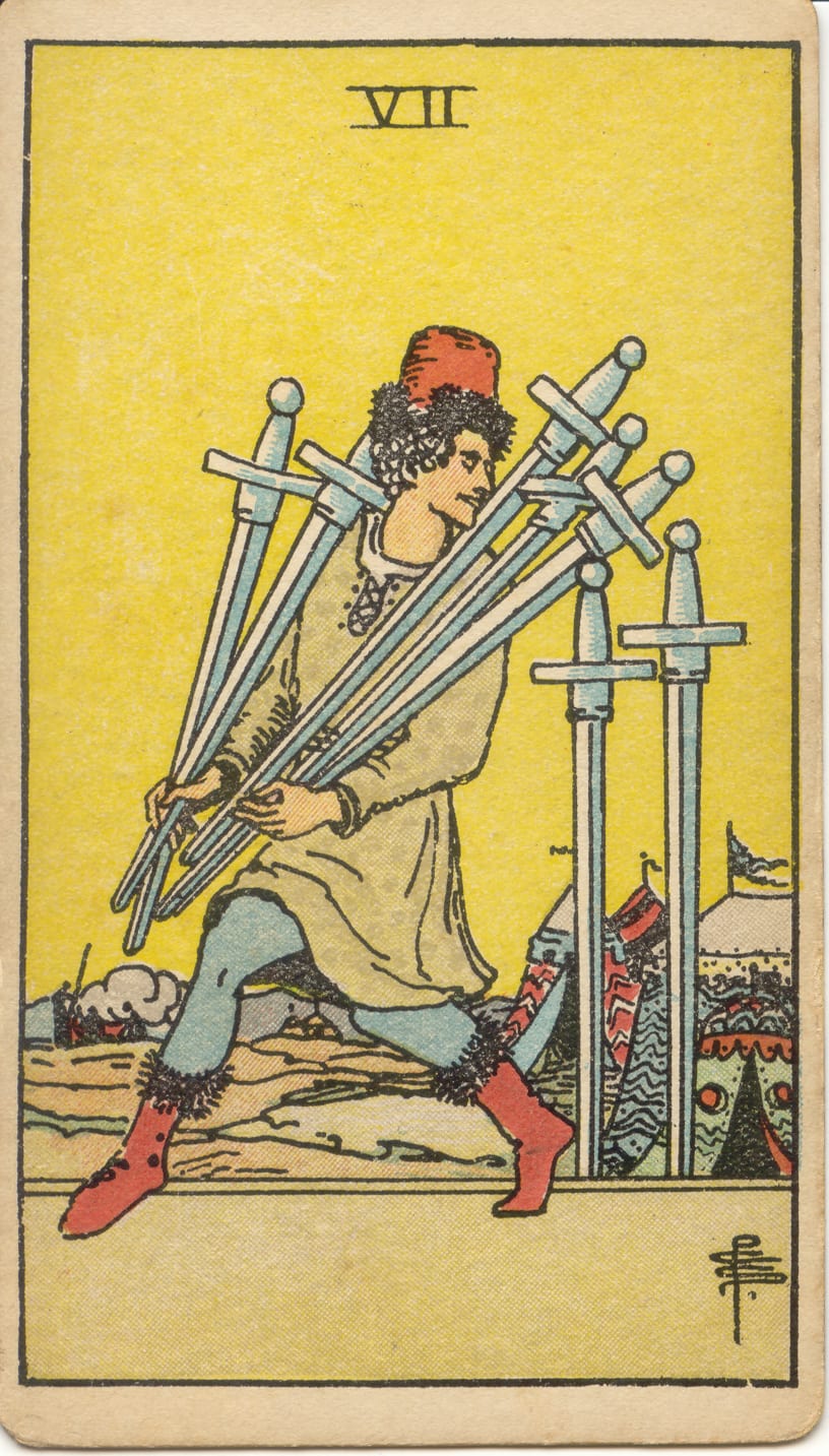 Sete de Espadas, tarot Rider–Waite–Smith