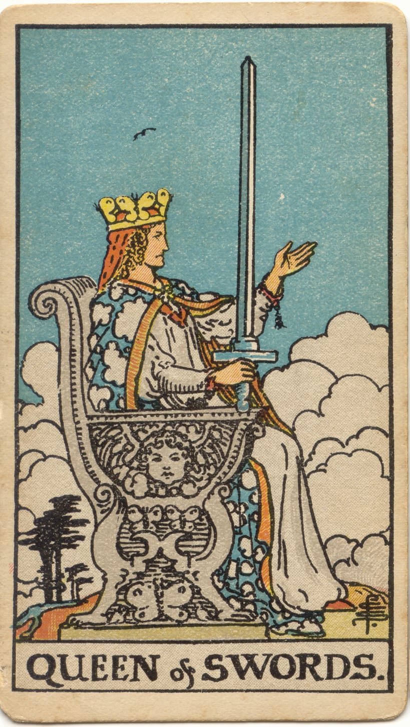 Rainha de Espadas, tarot Rider–Waite–Smith
