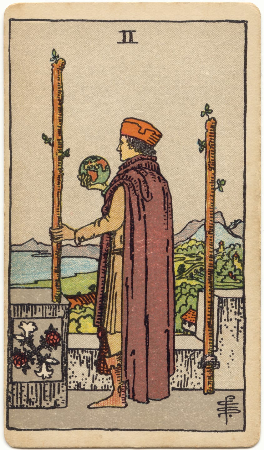 Dois de Paus, tarot Rider–Waite–Smith