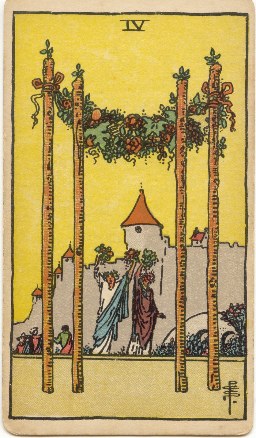 Quatro de Paus, tarot Rider–Waite–Smith