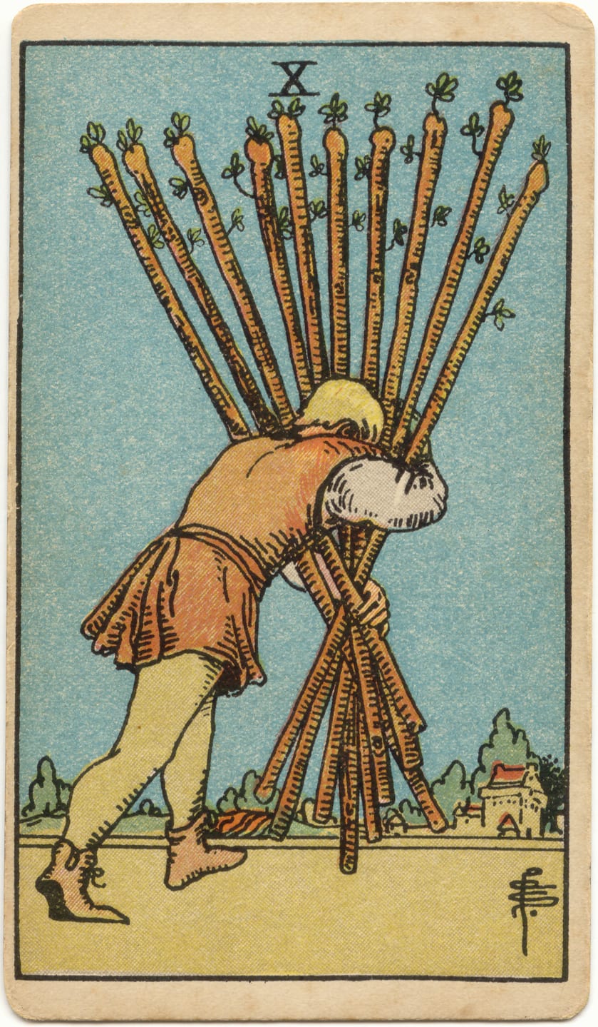 Dez de Paus, tarot Rider–Waite–Smith